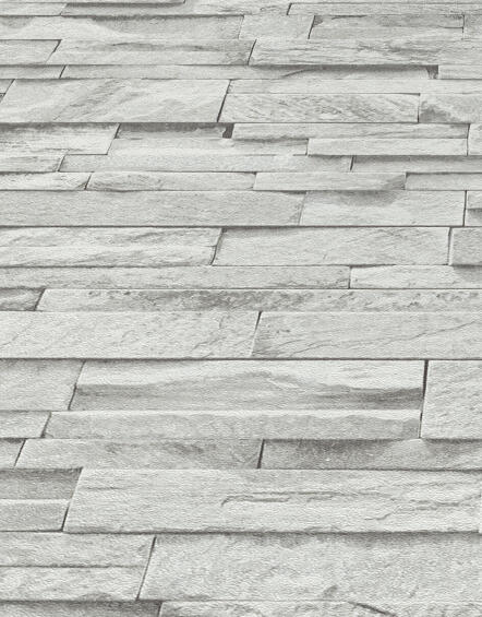 Rasch 3D Stone Cladding Wallpaper Light Grey 10mx53cm