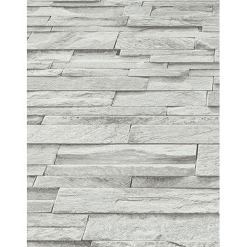 Rasch 3D Stone Cladding Wallpaper Light Grey 10mx53cm