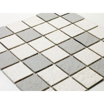 Mosaic Solid surface resin stone -5 x 5 cm - roll 100 x 50 cm - 506 Nuances of White & Grey