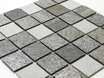 Mosaic Solid surface resin stone - 5 x 5 cm - roll 100 x 50 cm - 702 Light Grey & Slate