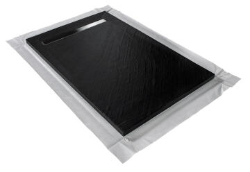 Natural stone tray - off-set stainless channel - 120 x 90 cm - graphite