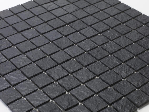 Mosaic Solid surface resin stone - 2,5 x 2,5 cm - roll 100 x 50 cm - TE9005 Black Textured
