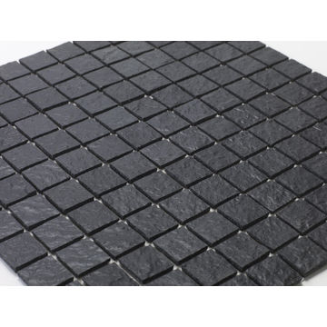 Mosaic Solid surface resin stone - 2,5 x 2,5 cm - roll 100 x 50 cm - TE9005 Black Textured