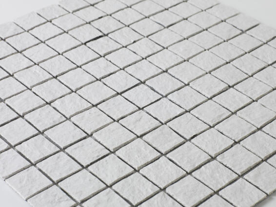 Mosaic Solid surface resin stone - 2,5 x 2,5 cm - roll 100 x 50 cm - TE9010 White Textured