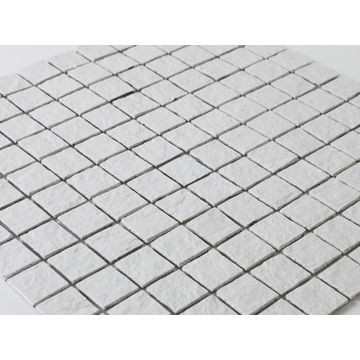 Mosaic Solid surface resin stone - 2,5 x 2,5 cm - roll 100 x 50 cm - TE9010 White Textured
