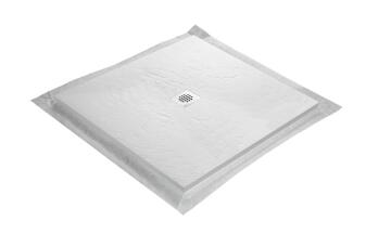 Shower Tray Slate Solid Surface - centered square grid trap - 90 x 90 cm - white - 9010