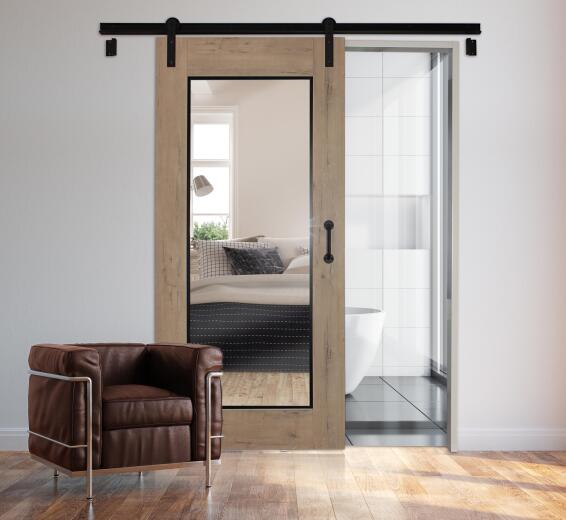 Interior Sliding Door kit with sliding mechanism Brookhill Frame & Back  with Mirror Front-w930xh2050mm