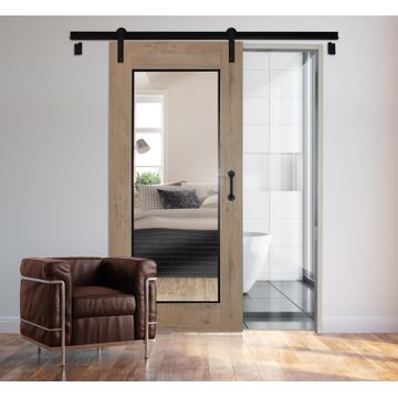 Interior Sliding Door Kit with front mirror only including mechanism - w930xh2050mm