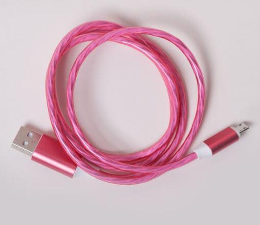 Charging cable USB to Iphone LED pink