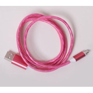Charging cable USB to Iphone LED pink