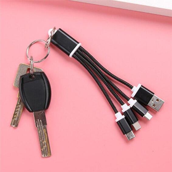 USB charging cable 3-In-1 with keyring black