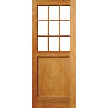 Door with small glass pane on top