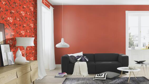 Plain linen wallpaper orange 10.5x0.53m