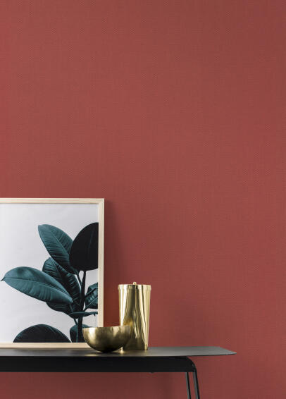 Wallpaper Plain Linen Red 10.5m x 53cm