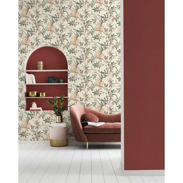 WALLPAPER WHITE ROSE GREEN 10.5MX53CM
