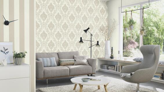 WALLPAPER BAROQUE SILV FLORAL 10.5MX53CM