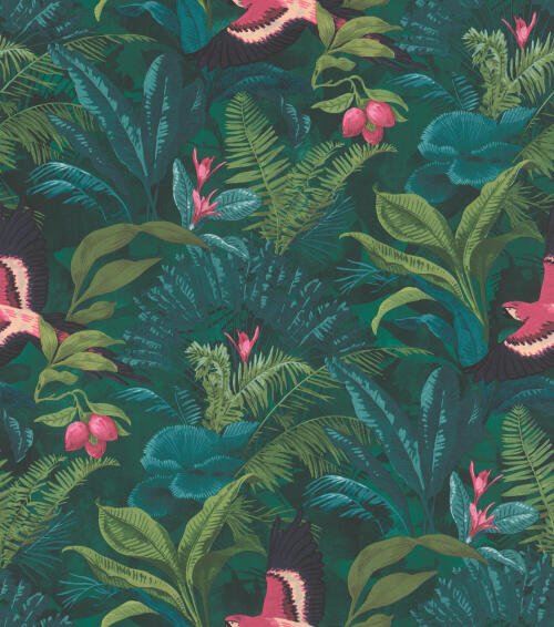 WALLPAPER TROPICAL TEAL GREEN 10.5MX53CM