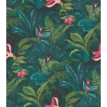 WALLPAPER TROPICAL TEAL GREEN 10.5MX53CM