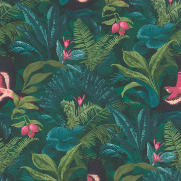 WALLPAPER TROPICAL TEAL GREEN 10.5MX53CM