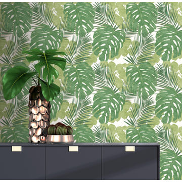 WALLPAPER PALM LEAVES GREEN 10.5MX53CM