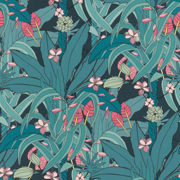 WALLPAPER LEAVES BLUE 10.5MX53CM