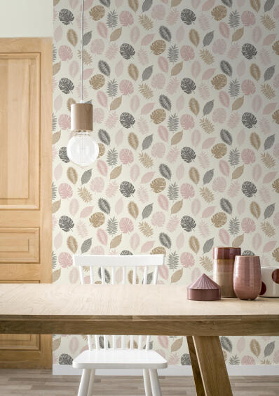 WALLPAPER MULTI LEAVES PINK 10.5MX53CM