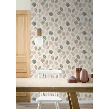 WALLPAPER MULTI LEAVES PINK 10.5MX53CM