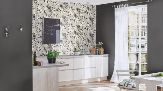 WALLPAPER RETRO PEACOCK WHITE 10.5MX53CM