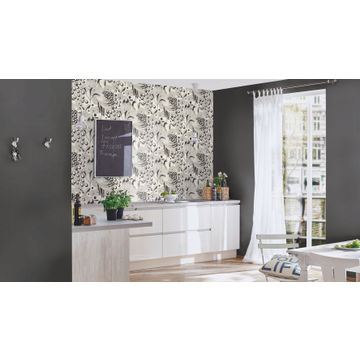 WALLPAPER RETRO PEACOCK WHITE 10.5MX53CM