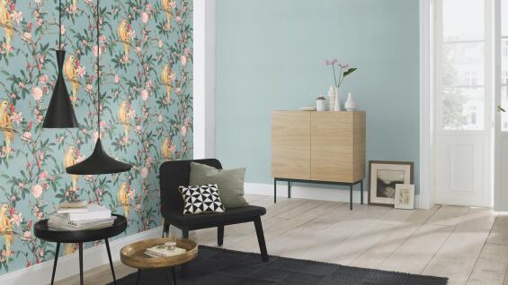WALLPAPER BLUE ROSE GREEN 10.5MX53CM