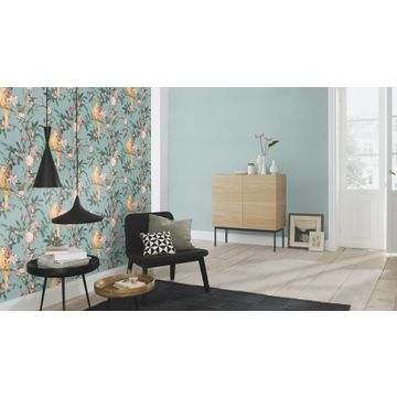 WALLPAPER BLUE ROSE GREEN 10.5MX53CM
