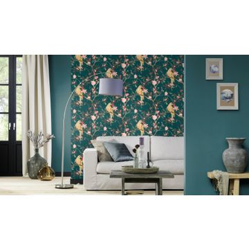 WALLPAPER PETROL ROSE GREEN 10.5MX53CM