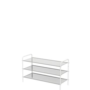 Spaceo studio stackable shoe rack white w90cmxd35cmxh55cm