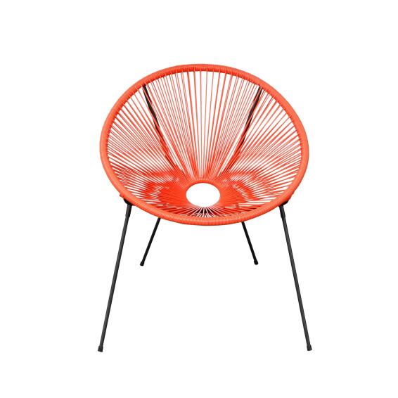 Acapulco Rattan Steel Round Patio Chair Coral Orange LEROY