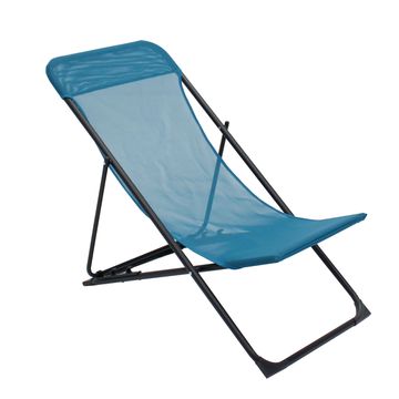 Biganos Steel & Textile Pool Lounger Blue W55cmxD86cmxH90cm