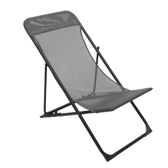 Biganos Steel & Textile Pool Lounger Anthracite W55cmxD86cmxH90cm