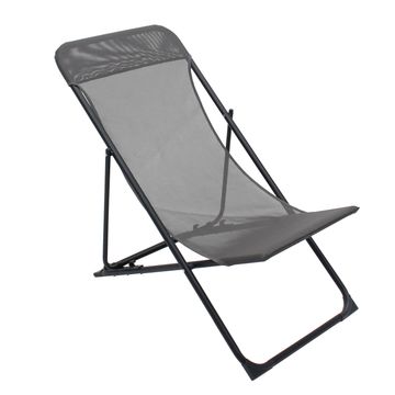 Biganos Steel & Textile Pool Lounger Anthracite W55cmxD86cmxH90cm