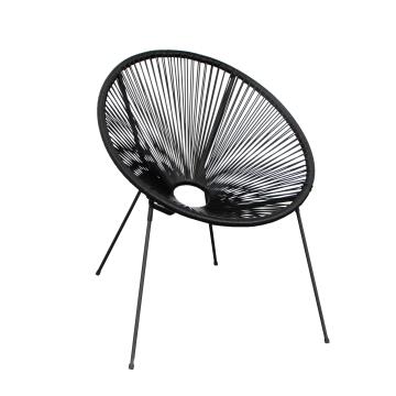 Acapulco Rattan & Steel Round Patio Chair Black