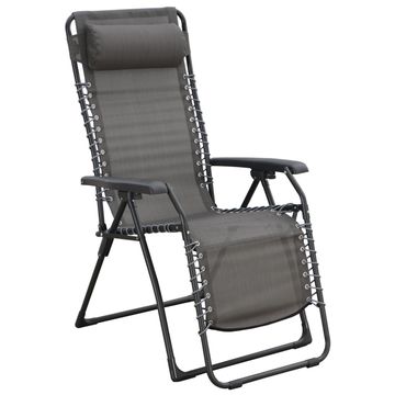 Zero Gravity Steel & Textile Patio Chair Light Grey L91cmxD65cmxH116cm