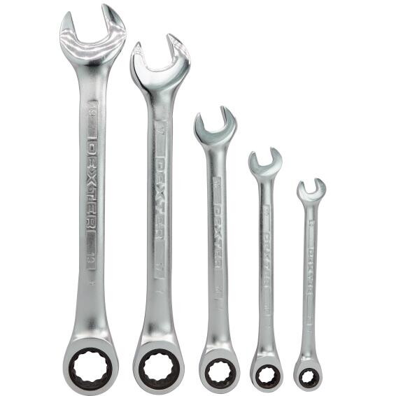 Combination Ratchet Spanner Set DEXTER 5pc