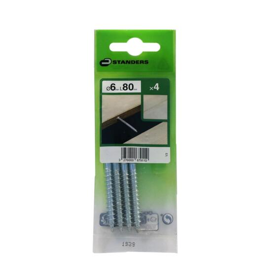DOUBLE TH.SCREW WOOD/WOOD STEEL 6X80 4P