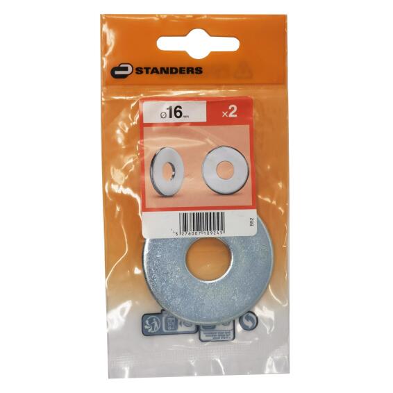 FLAT FENDER WASHER LARGE STEEL 16X 2P
