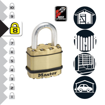 Padlock laminated oct brass 45mm excell master lock