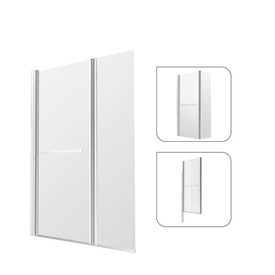 Sensea Easy Bath Screen Chrome Liftable Pivot Screen With 5mm Clear Glass and a 39cm Deflector Panel and Towel Holder W107cmxH140cm