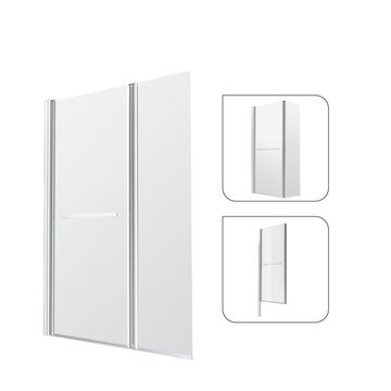 Sensea Easy Bath Screen Chrome Liftable Pivot Screen With 5mm Clear Glass and a 39cm Deflector Panel and Towel Holder W107cmxH140cm
