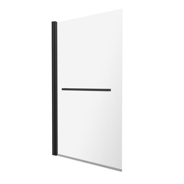 Bath screen Remix Black pivot screen with 5mm clear glass 90x140cm with towel holder