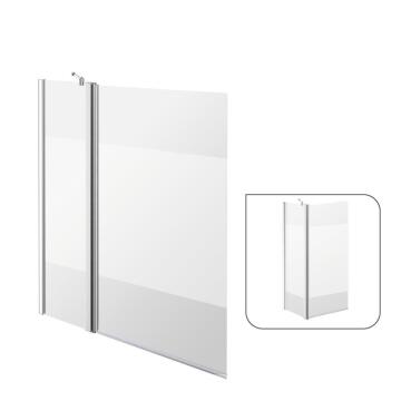 Bath screen Essential chrome pivot screen with 5mm printed glass 68x140cm and a 35cm fixed panel