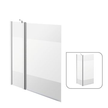 Sensea Bath screen Chrome Pivot Screen With 5mm Printed Glass and a 35cm Fixed Panel W103cmxH140cm
