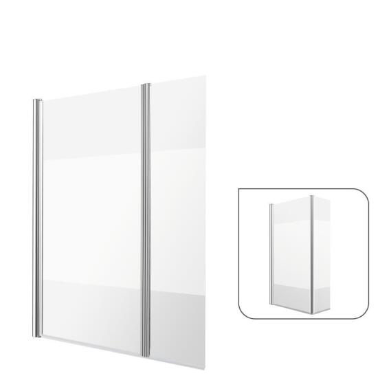 Sensea Essential Bath Screen Chrome Pivot Screen With 5mm Printed Glass and a 35cm Deflector Panel W115cmxH140cm