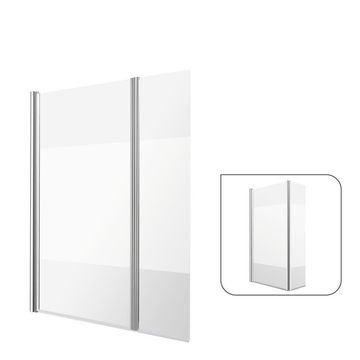 Sensea Essential Bath Screen Chrome Pivot Screen With 5mm Printed Glass and a 35cm Deflector Panel W115cmxH140cm